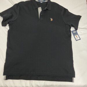 U.S. Polo Assn. Mens Black Luxury Feel Polo Shirt 2XL Short Sleeve Embroidered L